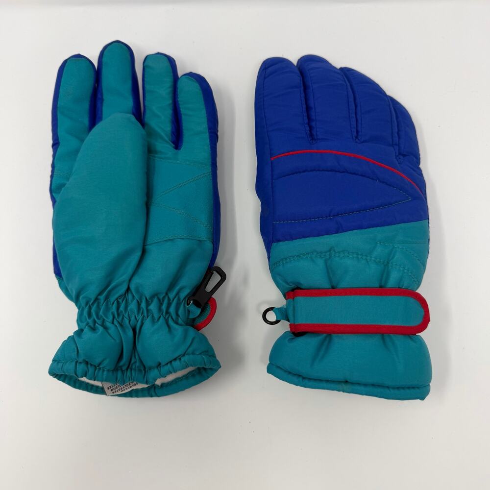 Vintage Kids Snow Gloves XL Blue Turquoise